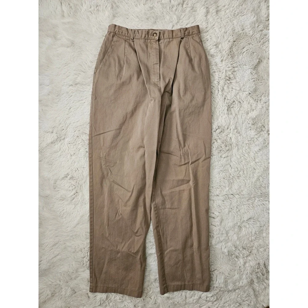 Vtg Company Collection Khaki Pleated High Rise Pants Size 12 Neutral Casual Work